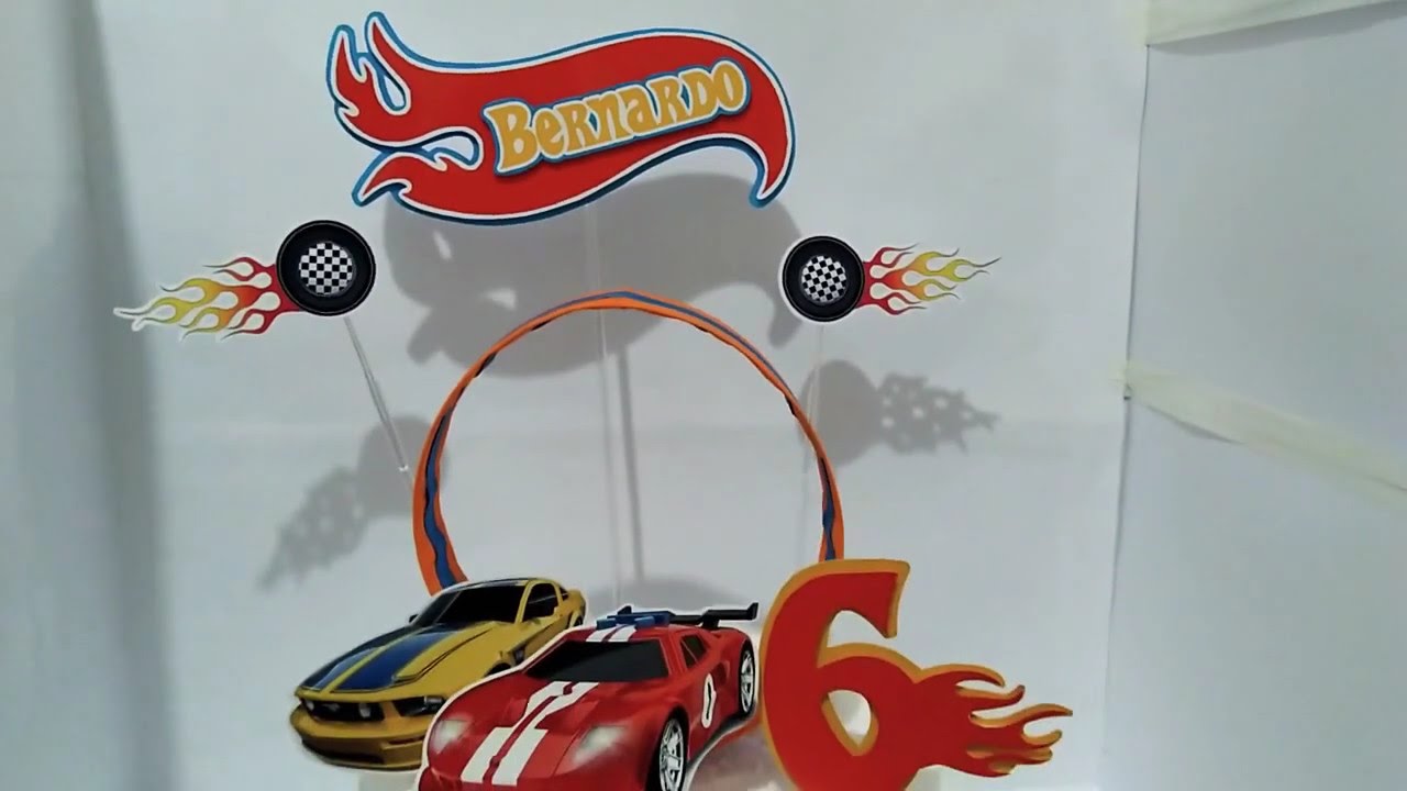 Topo de Bolo Hot Wheels Personalizado