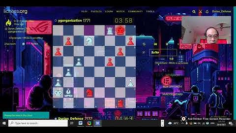 Playing Lichess with Neon chess pieces against a Cyberpunk animated Gif background image