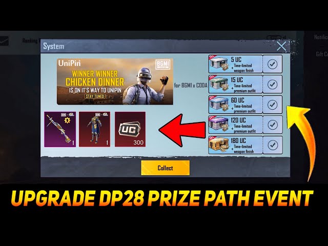 😍300UC UPGRADE DP28 EVENT IN BGMI - NEW PRIZE PATH EVENT MUMBAI INDIAN DISCOVERY EVENT IN BGMI class=