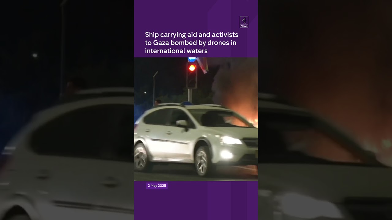 Ship carrying aid and activists to Gaza bombed by drones