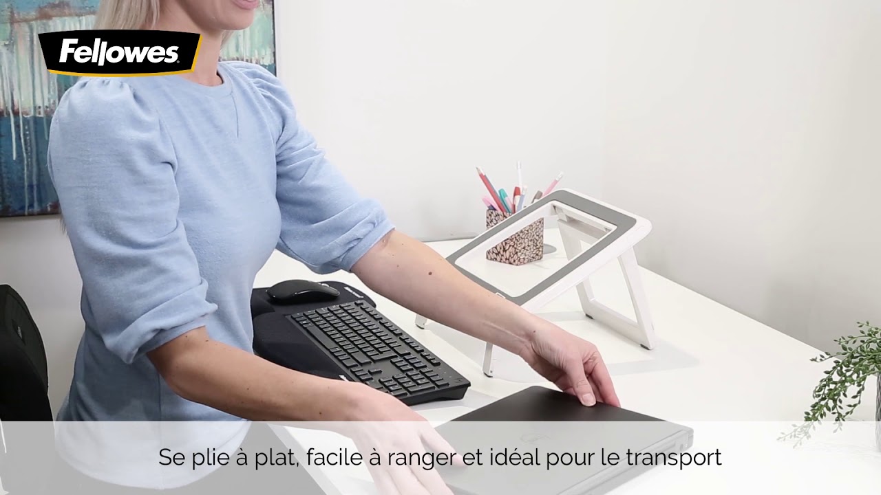 Support Ordinateur Portable Adjustable QuickLift - Pliable, 7 Angles, Aéré - Pour PC Jusqu'à 17" - Noir