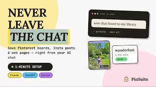 Save Pinterest boards, Insta Posts & web pages right from your AI chat— PinSuite MCP setup