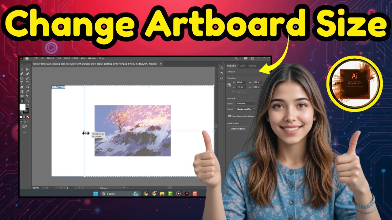 Как изменить размер монтажной области в Illustrator | Урок по быстрому изменению размера (2025)
