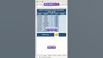How to Quickly Calculate Total and Grand Total in Excel🔥💯🤗   #youtubeshorts #excel #short #exceltips