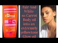 HOW TO TRANSFORM FAIR AND WHITE SO CARROT OIL TO AN EXTREME GLOWING YELLOW TONE LIGHTENING OIL