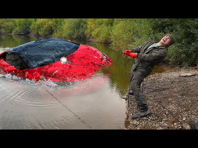 Found a Lamborghini Underwater While Magnet Fishing! class=