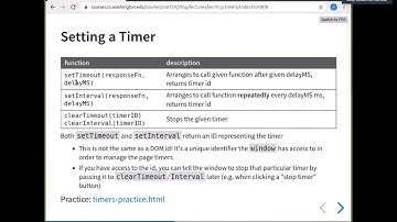 JavaScript setTimer setInterval Animation Intro | Class 10 | CSE154:Web Programming