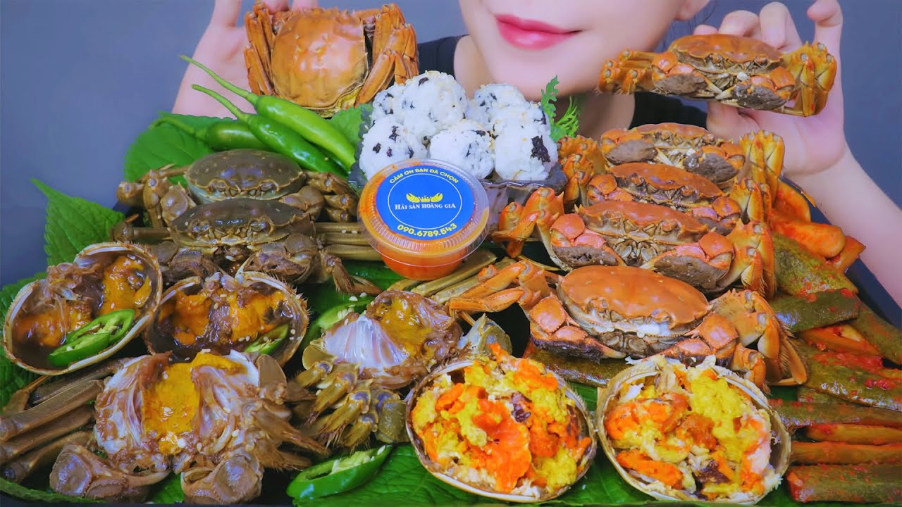 ASMR CUA LÔNG HONGKONG NGÂM TƯƠNG- SOY SAUCE HAIRY CRAB X STEAMED HAIRY CRAB EATING SOUNDS LINH-ASMR