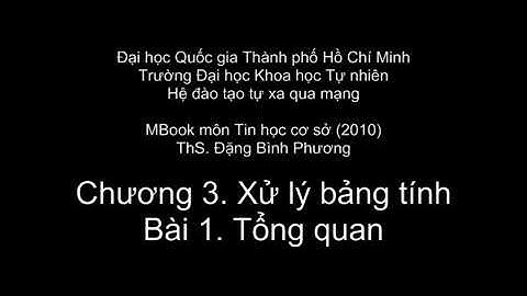 Tin học căn bản, Xử lý bảng tính Excel, Tổng quan về MSExcel