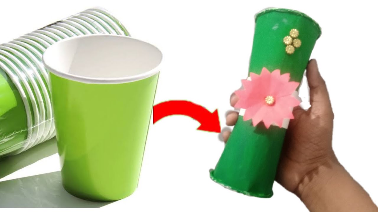 How to make flower vase from coffee cup/home decorations craft using