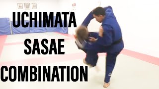 Judo combination Uchimata into Sasae