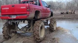 HUGE DODGE CUMMINS MUD TRUCK on TRACTOR TIRES SINKS!!