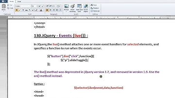 LIVE METHOD IN JQUERY DEMO