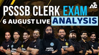 Psssb Clerk Exam Analysis | 6 August | Live | 12:50 Pm | With Arora Classes Team
