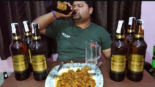 8 Bottle Beer Drink In One Shot With Chicken Pota Kaleji Gravy ll Budweiser Beer #mukbang #beer