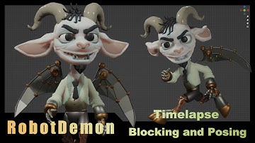 Timelapse blocking,posing a RobotDemon ,Blender with BlockSurfaces addon #blender, #3d, #animation