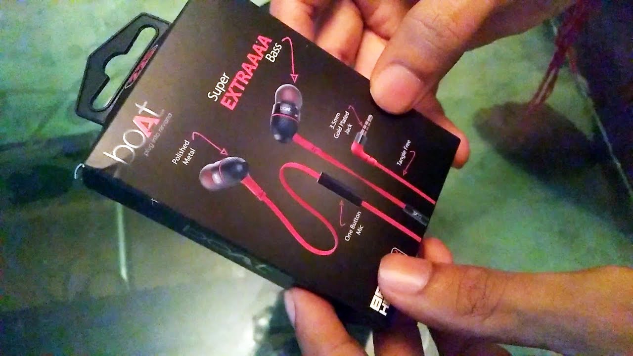 Boat Bassheads 225 Extra Bass wired Earphone with MIC Unboxing Red