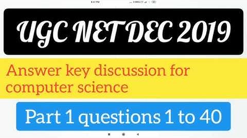 UGC NET DEC 2019 Answer key for Computer Science Part 1