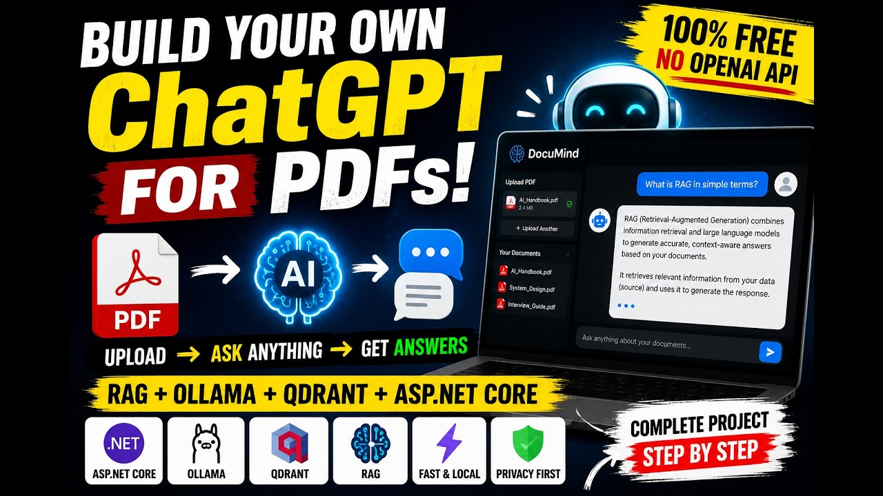 Build Your Own ChatGPT for PDFs | ASP.NET Core + Ollama + Qdrant + RAG (Complete Project)