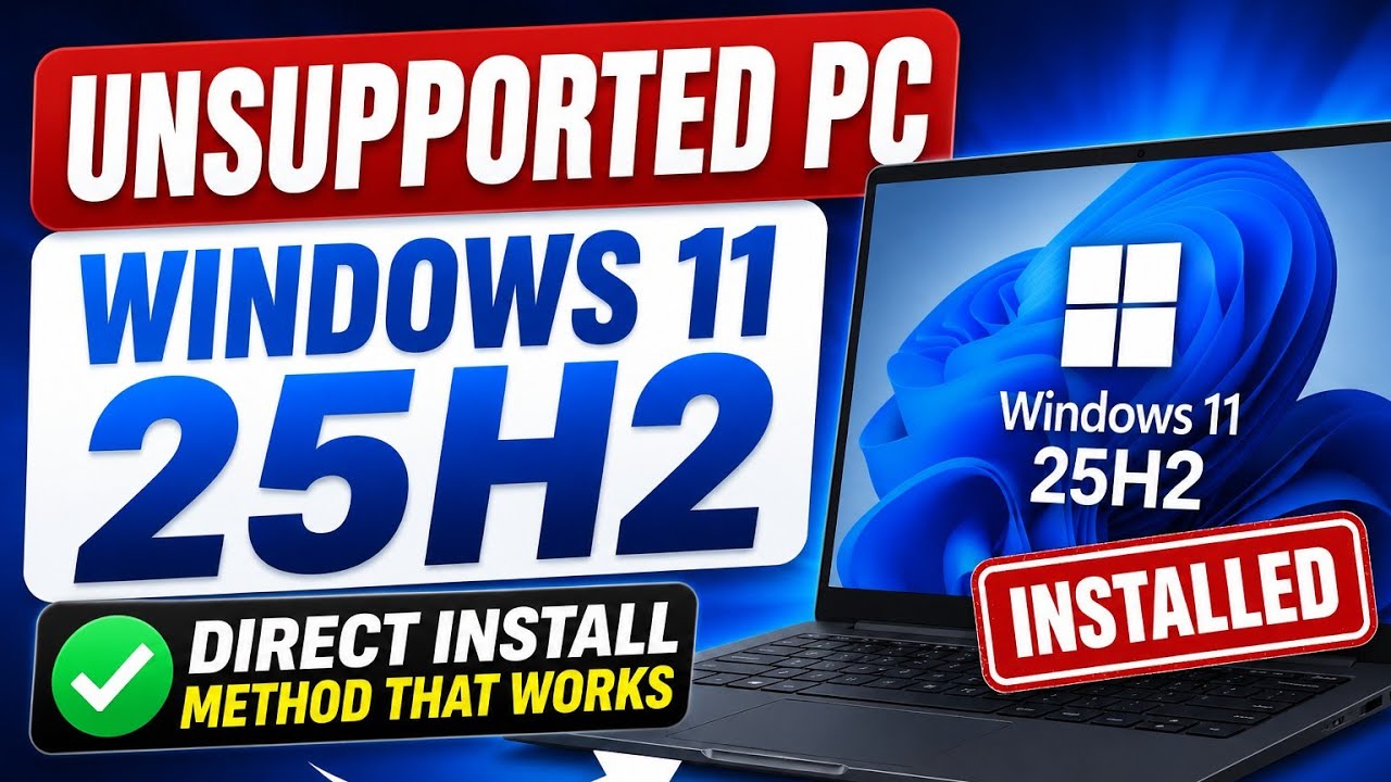 Install Windows 11 25H2 on Unsupported PC Without USB or Data Loss ...