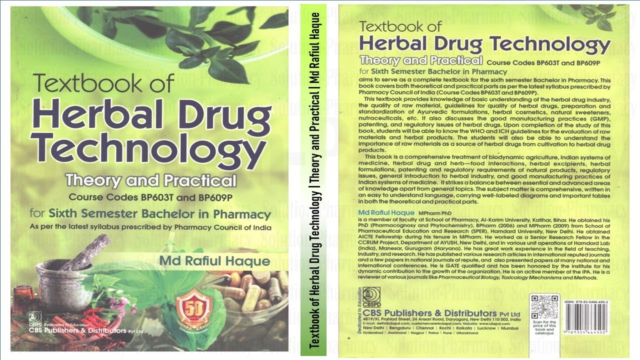 Herbal Drug Technology by Rafiul Haque Book for B.Pharmacy 6th Semester