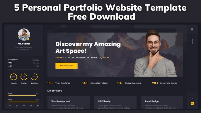 5 Personal Portfolio Website Template Free Download | HTML CSS JavaScript Portfolio Template 🌞2022 - YouTube 5-personal-portfolio-website-template-free-download-html-css-javascript-portfolio-template-2022-youtube