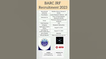 BARC JRF Recruitment 2023 || #shorts #upsc #motivational #barc|| bhaba automatic research center