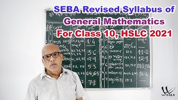 SEBA Revised Syllabus of General Mathematics For Class 10 HSLC 2021