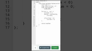Day 10 - Maximum Subarray Sum - Kadane's Algorithm