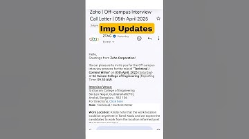 Zoho interview call letter 2025 #zohorecruitment #dreampathplacements