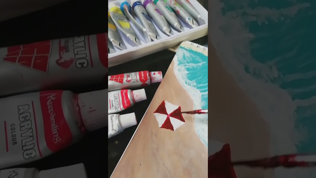 Beach Painting Ocean Waves Painting Aesthetic Acrylic Colors Painting Tutorial