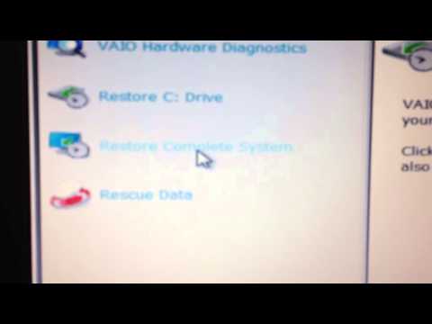 SONY VAiO LAPTOP FACTORY RESTORE RECOVERY NO DiSKS NEEDED