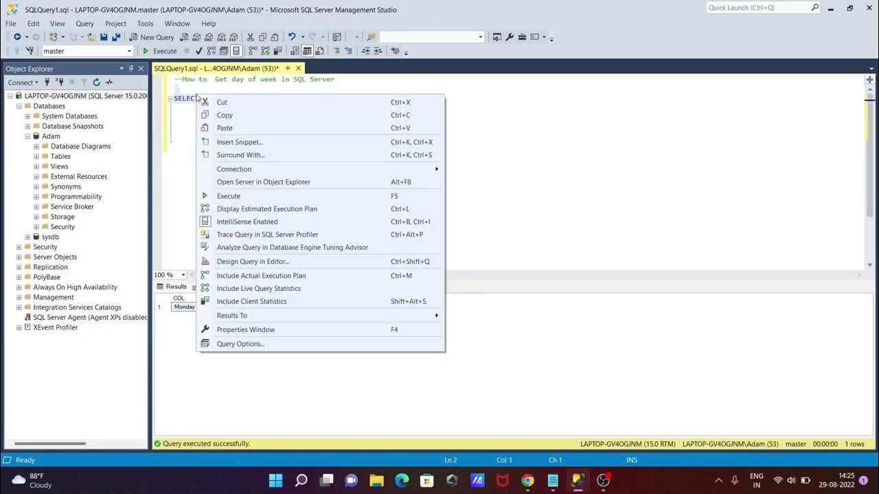 How to get day of week in sql server youtube