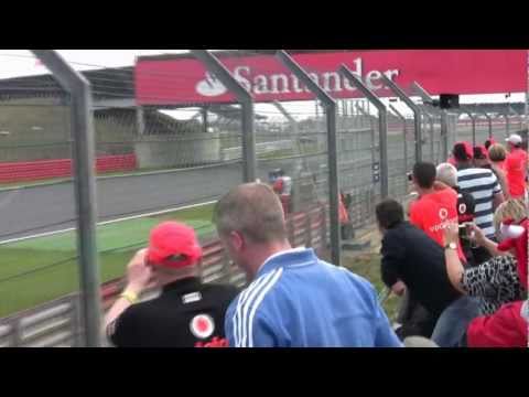 Fernando Alonso drives 1951 Ferrari 375 at silverstone 2011 on the wellington straight