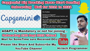 Capgemini Big Breaking News |13 sept 2022 joining Date| importatnt  DocumentsForOnboarding Capgemini