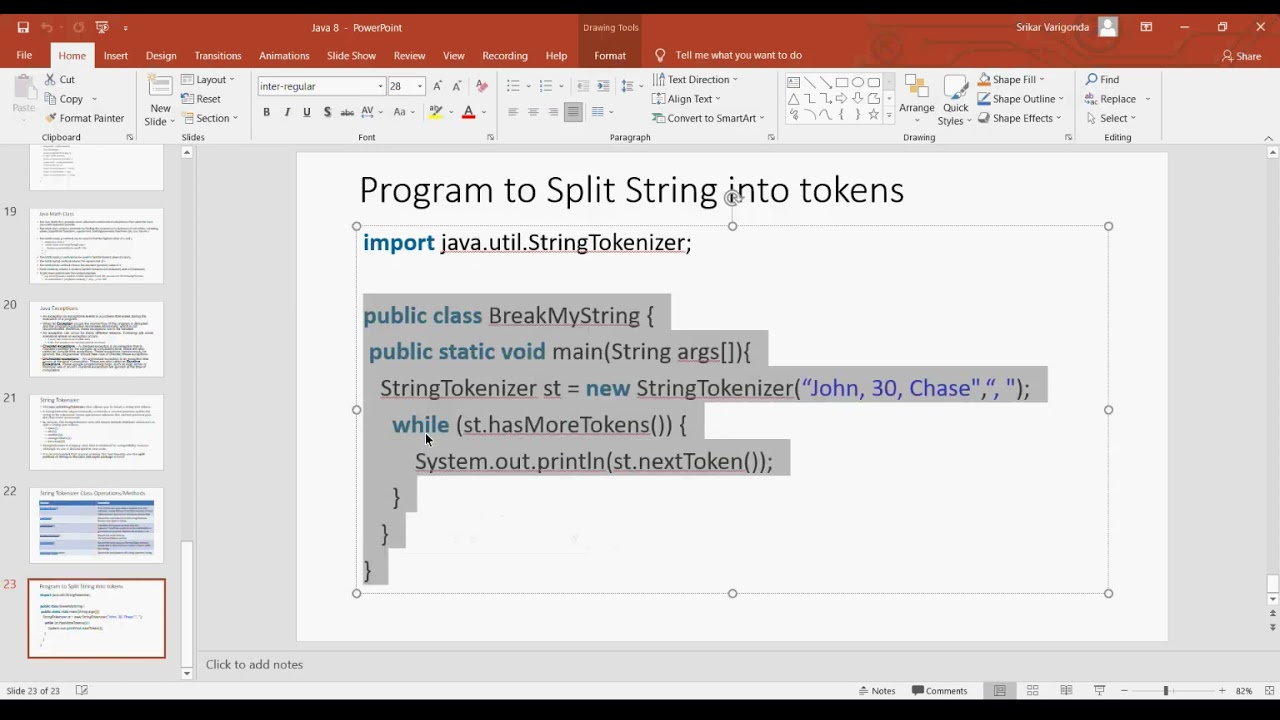 Java StringTokenizer Class