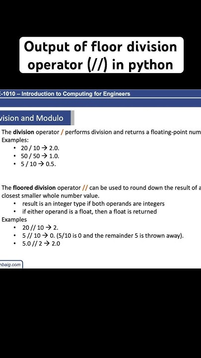 Output of floor division operator in Python. - YouTube