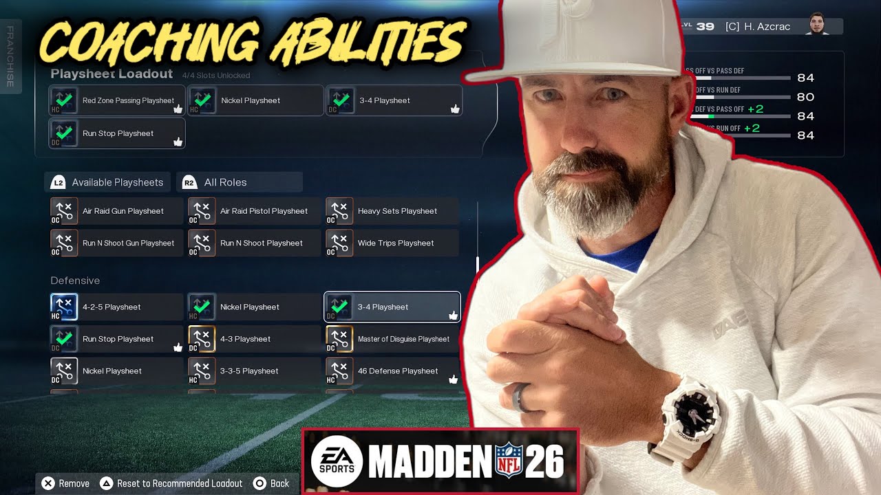 The best Madden 26 coaching abilities and play sheets for quick sim?