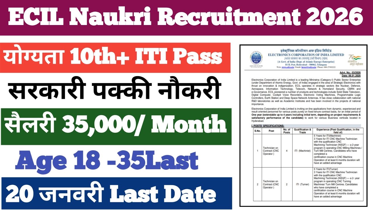ECIL Hyderabad Telengana Naukri Recruitment 2026 // ECIL VACANCY 2026