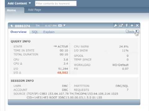 Teradata Viewpoint - Filtered Queries portlet demo