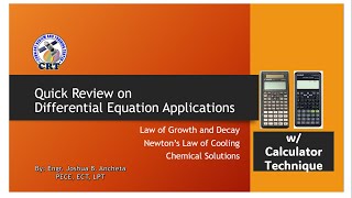 DE : Law of Growth & Decay, Newton's Law of Cooling, Chemical Solutions (W/ Calculator Technique). screenshot 3