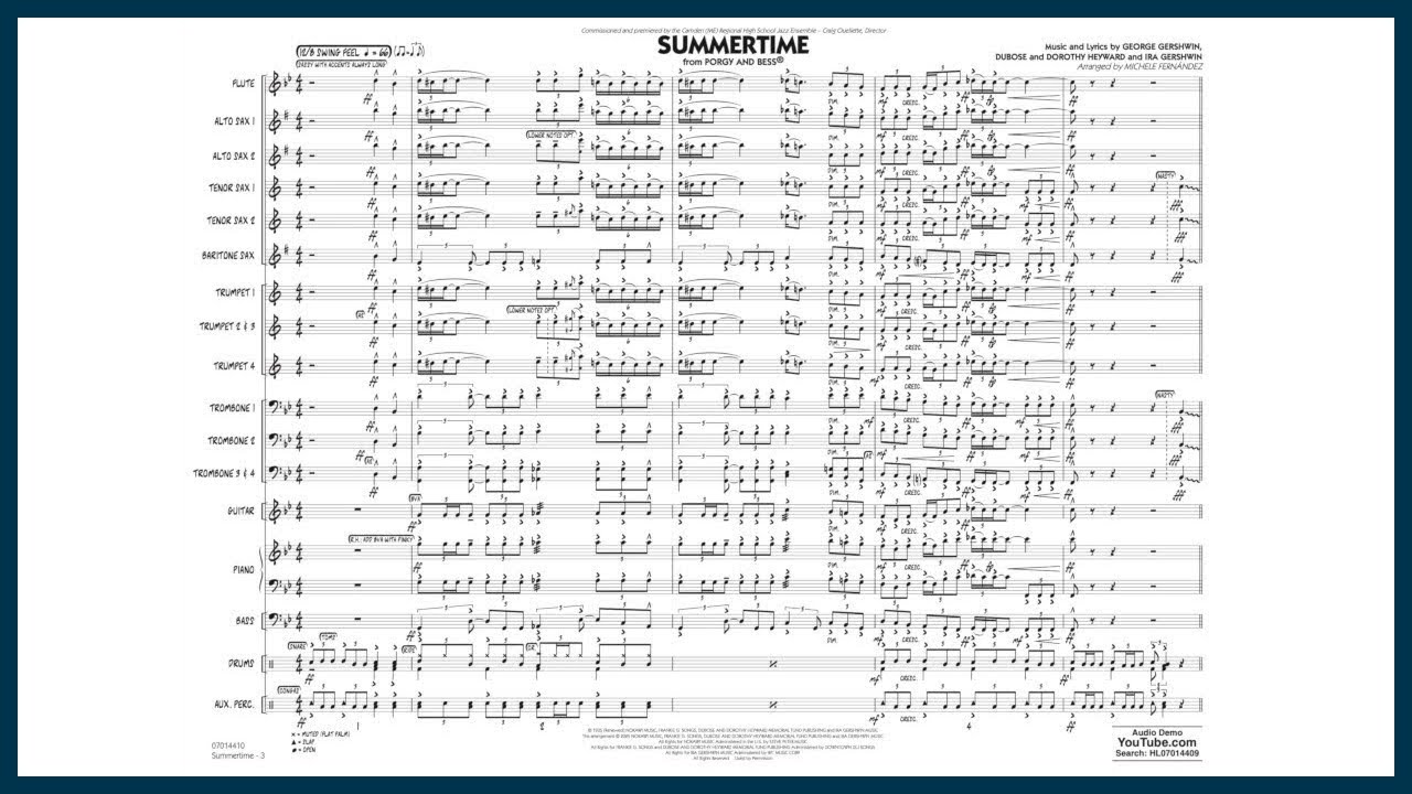 Summertime (Sheet Music) Jazz Ensemble Library (7014493) by Hal