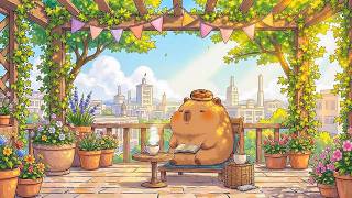 Capybara Spring Balcony Study 🌼📖  Gentle Lofi Chill Music for Study, Relax & Reading