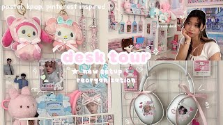 DESK SET UP INSPO and tour ! 🎧🎀 (kpop, pastel, sanrio, pinterest inspired)