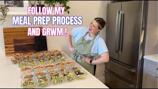 MEAL PREP & GRWM! My Meal Prep Process for a Week of High Protein Healthy Meals & My Makeup Routine