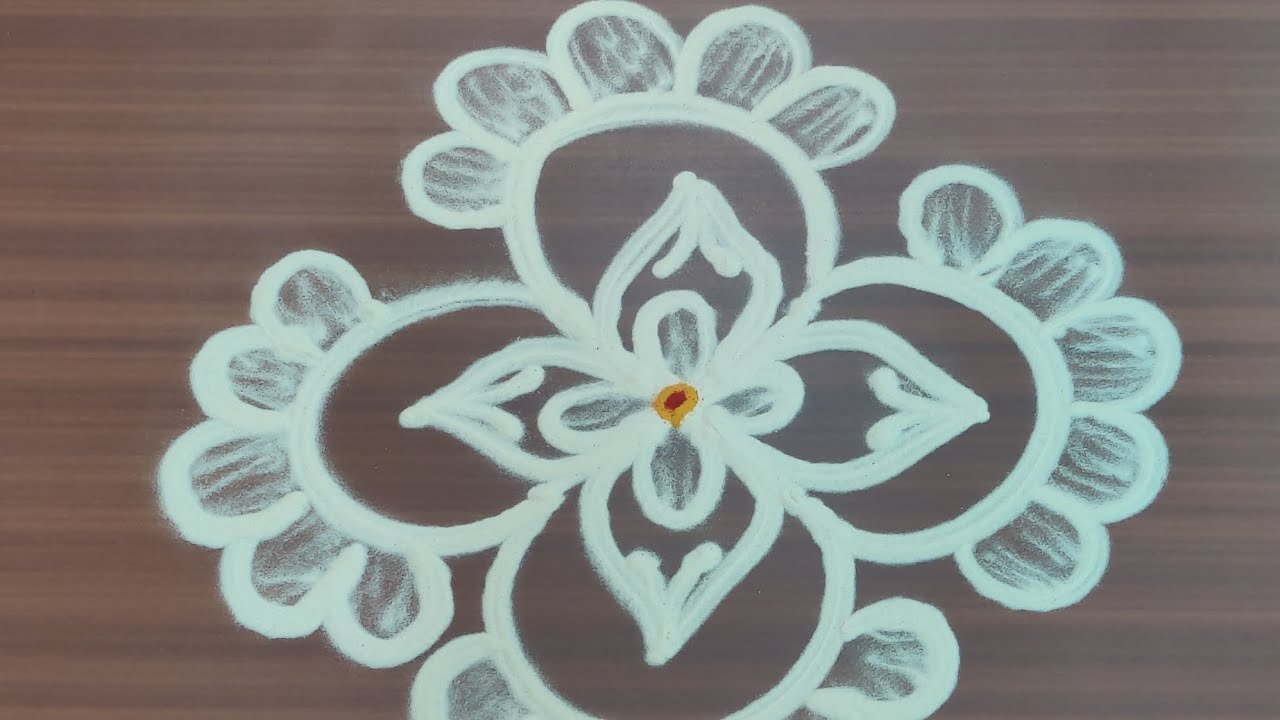 Easy rangoli design | 2*2 dots easy rangoli design tutorial for ...