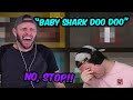 Ssundee sings baby shark using a voice changer