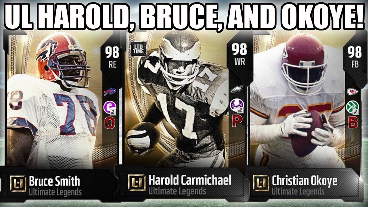 ULTIMATE LEGENDS CARMICHAEL, BRUCE SMITH, AND OKOYE! | MADDEN 18 ULTIMATE TEAM