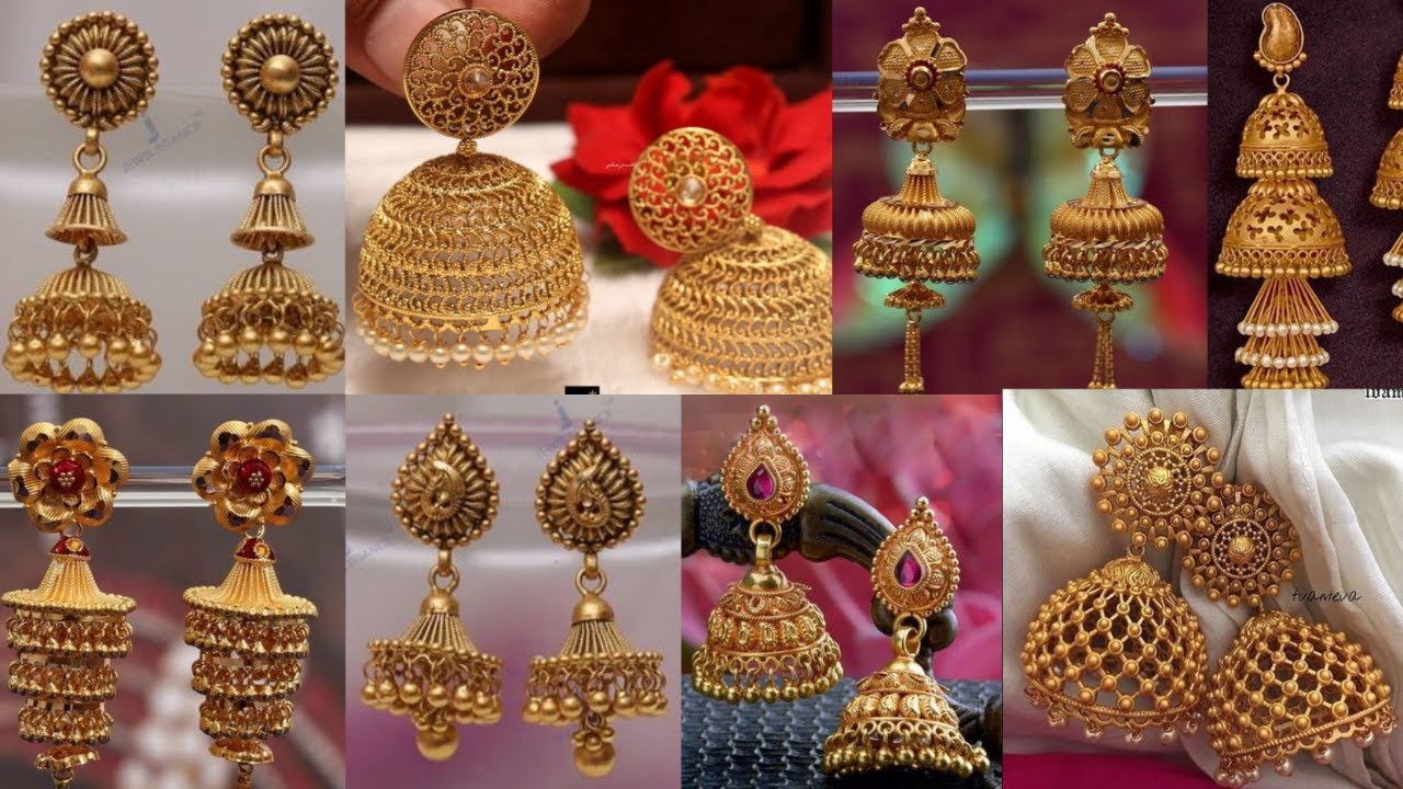 Latest Gold Jhumka Designs With Weight | Gold Earrings Jhumka Designs ...