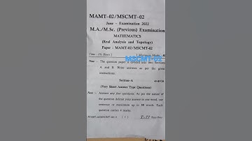 jnvu/vmou MSC MT-02 (Real Analysis & Topology) june examination 2022 previous year question paper